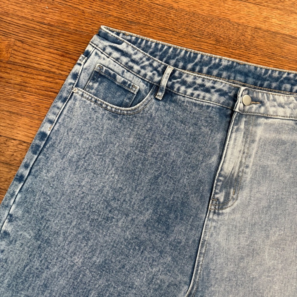 Acid‎ Wash Ripped Distressed Wide Leg Jeans Relaxed Fit Denim Fashion Pants XXL - Picture 3 of 11